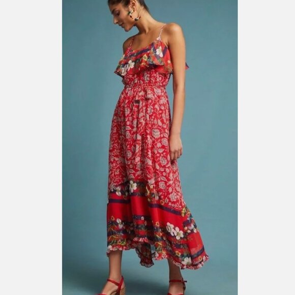 Anthropologie Dresses & Skirts - NWT Anthropologie by One September Zuri Floral Dress Midi Maxi Women's XL Red